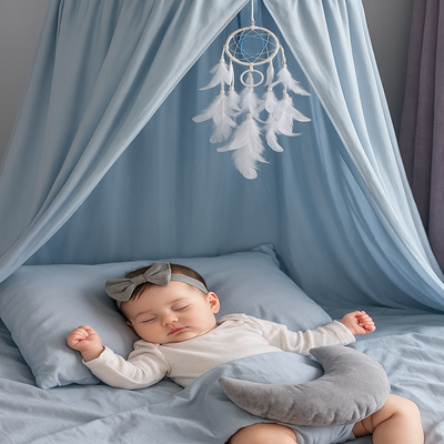 ciel de lit angélique bleu clair bébé endormi