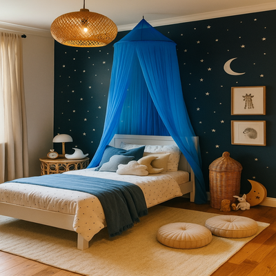 ciel de lit bébé cocon magique bleu