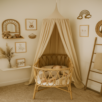 ciel de lit bebe kaki clair bébé endormi