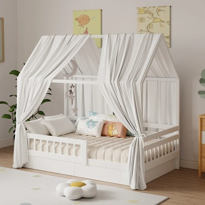 ciel de lit cabane doux sommeil 2 pièces blanche