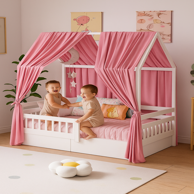 ciel de lit cabane doux sommeil enfants s'amusent