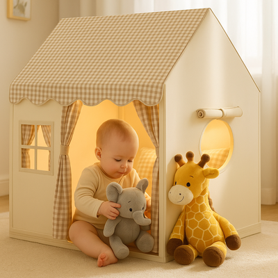 ciel de lit cabane refuge tendre kaki avec bébé