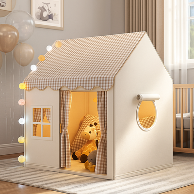 ciel de lit cabane refuge tendre kaki avec doudou