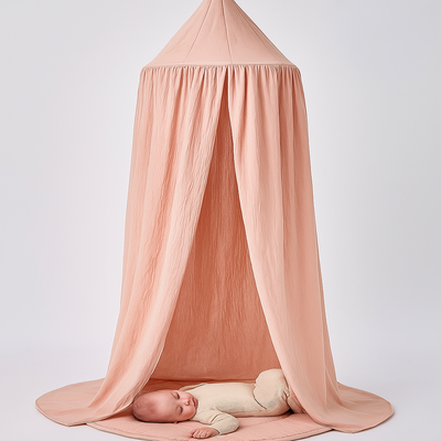 ciel de lit enfant protecteur rose enfant endormi