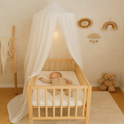 ciel de lit pour bebe anti moustique blanc bébé endormi