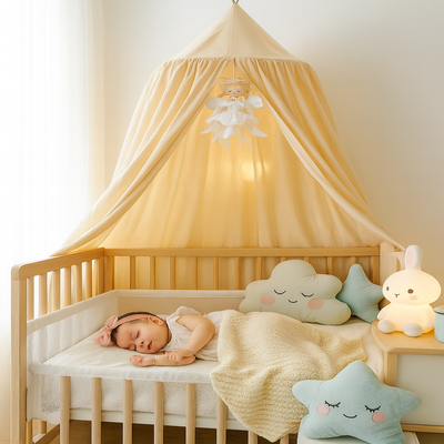 ciel de lit pour bebe anti moustique kaki enfant couché