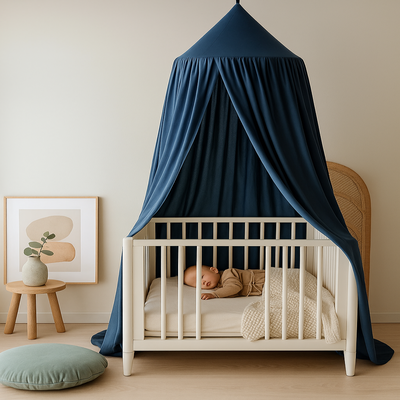 ciel de lit pour enfant bleu bébé couché