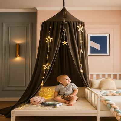 ciel de lit pour enfant café enfant assis