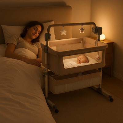 cododo lit beige maman couchée avec enfant