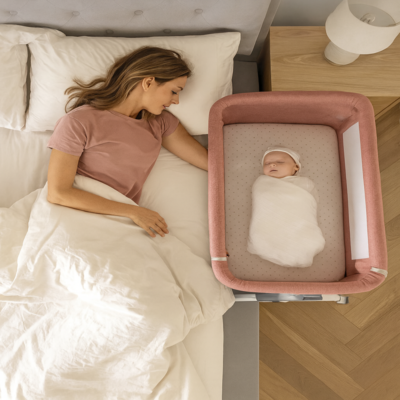 cododo lit rose maman avec bébé