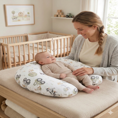 coussin d'allaitement doux enfant avec maman