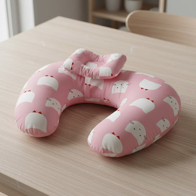 coussin d'allaitement moelleux rose chat doux