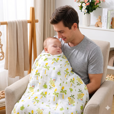 couverture bebe confortable enfant avec papa