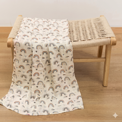 couverture bebe en mousseline arc en ciel confortable