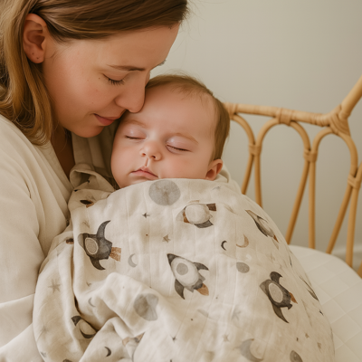 couverture d emmaillotage nid de douceur fusée confortable couvert bébé dans bras de maman