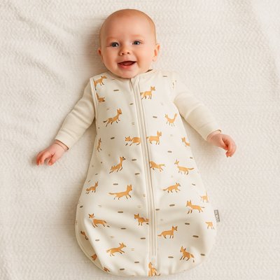 couverture d'emmaillotage vélun renard couvert bébé souriant