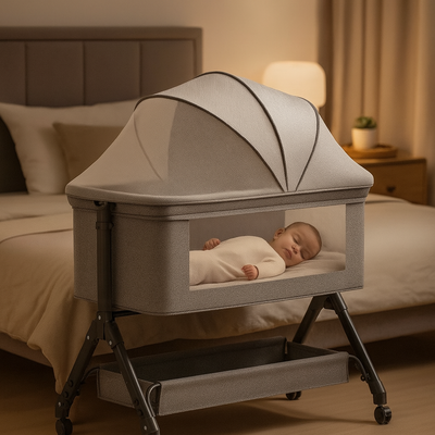 lit bebe cododo gris bébé couché 