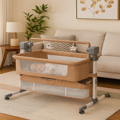 lit cododo brun bébé couché