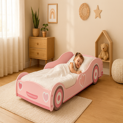lit par terre fille rose enfant couché