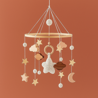 mobile bébé éveil naturel blanc