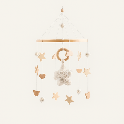 mobile bébé éveil naturel étoile blanche