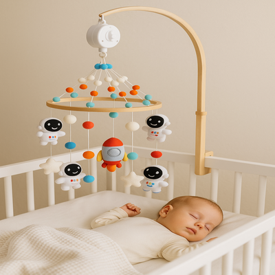mobile bebe pour lit douce nuit astronaute enfant endormi