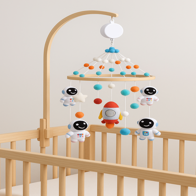 mobile bebe pour lit douce nuit astronaute installé