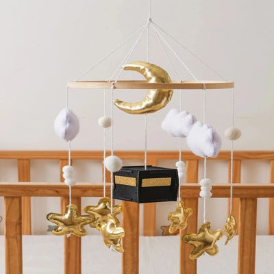 mobile lit bébé ludique lune noire