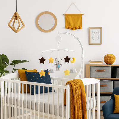 mobile musical bébé animaux l'ours sur berceau