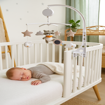 mobile musical bébé animaux raton bébé endormi