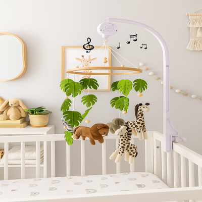 mobile musical pour bebe savane jungle avec boite à musique