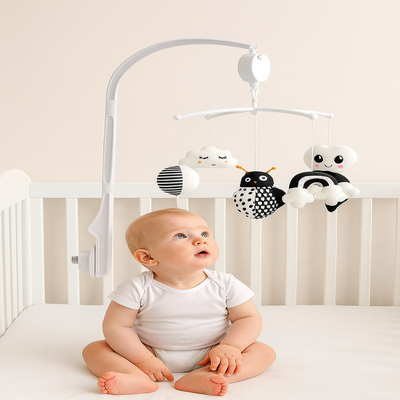 mobile musique bebe cloche de lit abeille bébé assis