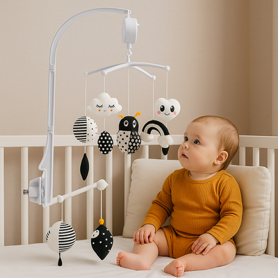 mobile musique bebe cloche de lit abeille bébé regardant hochets