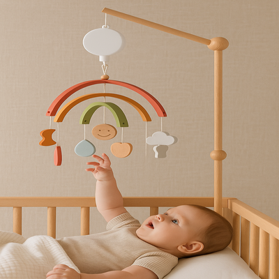 mobile pour lit bebe arc en ciel bébé couché