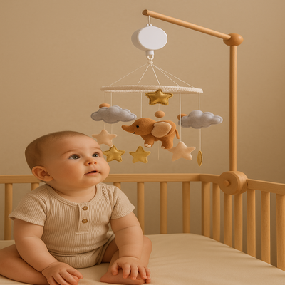 mobile pour lit bebe éléphant bébé assis