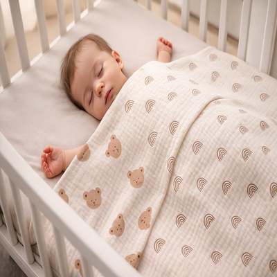polaire couverture bebe enveloppante tête d'ours et ligne bébé dort