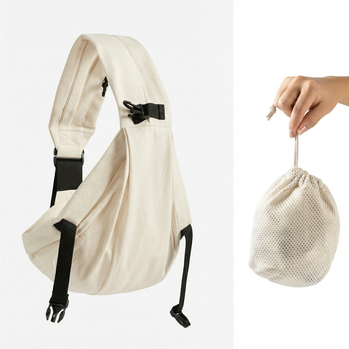 port bebe en echarpe portable beige