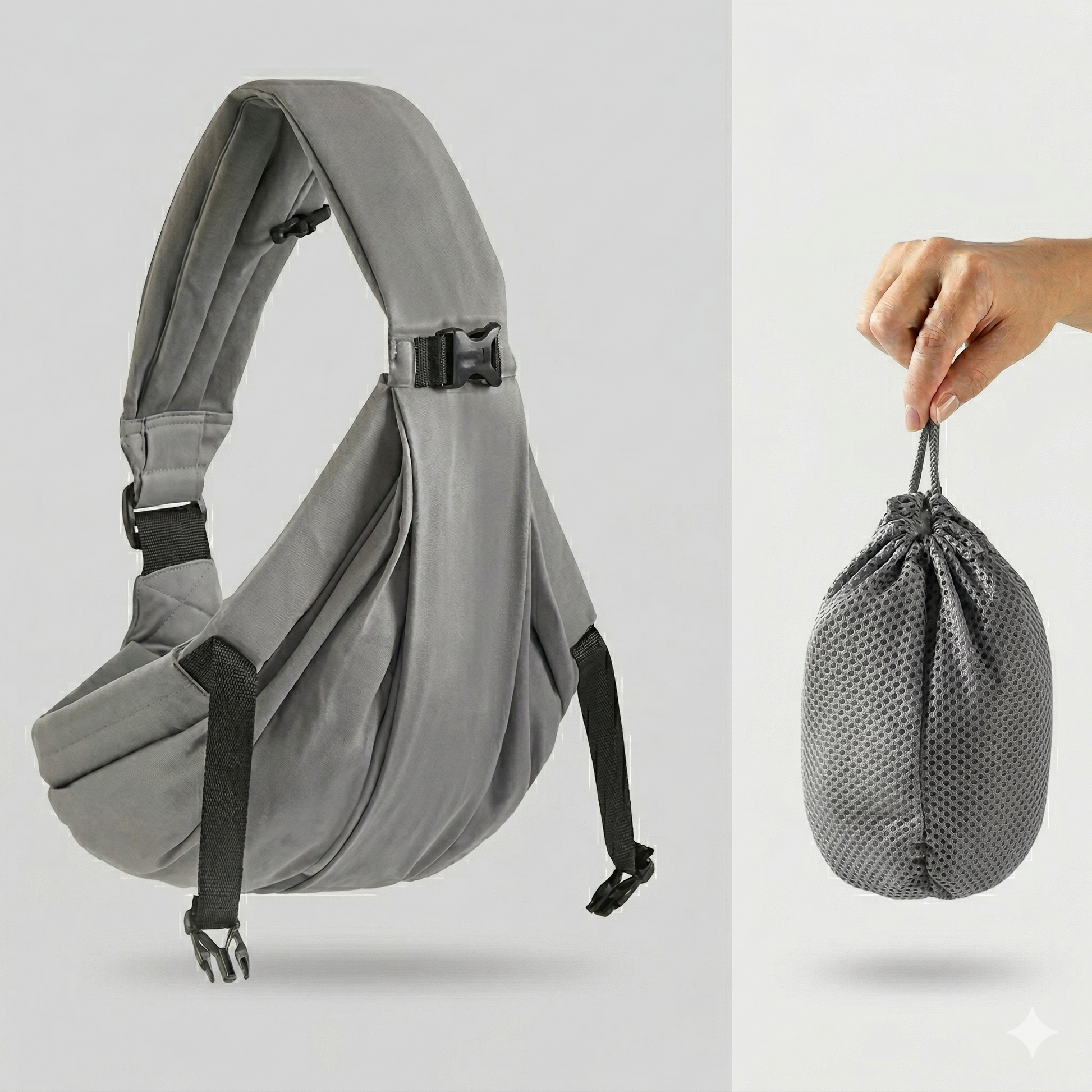 port bebe en echarpe portable gris