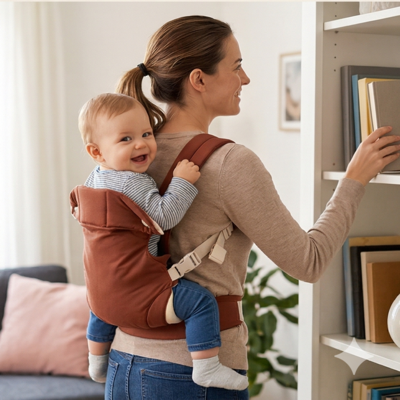 porte bebebandoulière enfant souriant