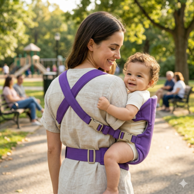 porte bebe confortable maman et enfant dans le parc