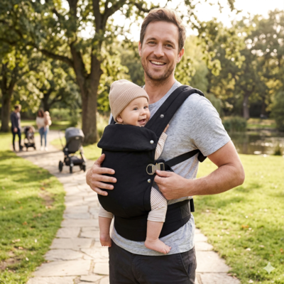 porte bébé physiologique papa avec enfant