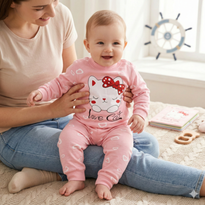 pyjama bebe adorable rose maman avec enfant