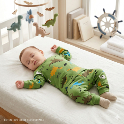 pyjama bebe adorable vert enfant dort
