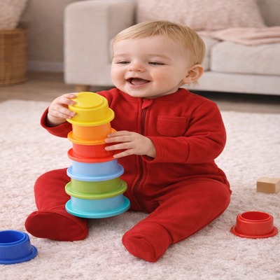 pyjama bebe barboteuse rouge enfant assis