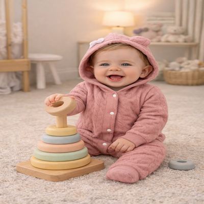pyjama bébé fille à capuche rose enfant assis