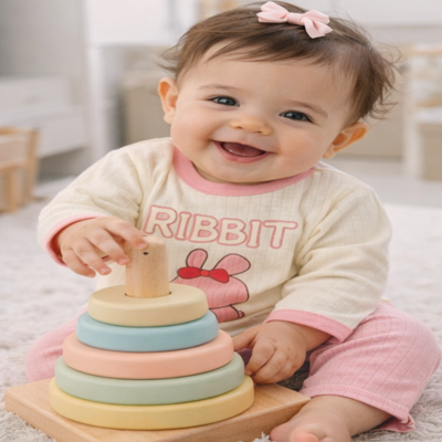 pyjama bebe fille dessin animé rose enfant s'amuse