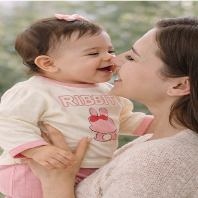 pyjama bebe fille dessin animé rose maman et enfant