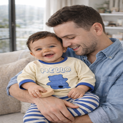 pyjama bébé garçon confortable bleu papa avec enfant