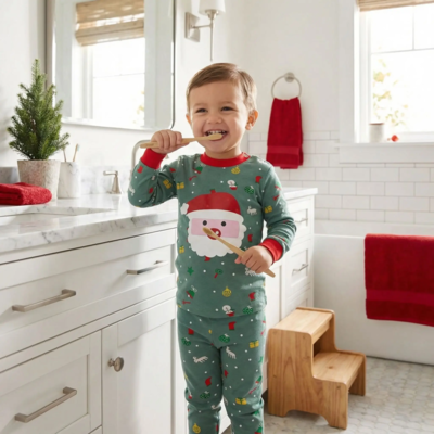 pyjama noel bebe dessin anime enfant debout