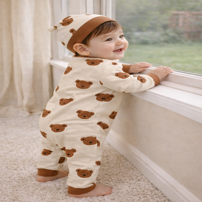 pyjama pour bébé garçon boutonée ours bébé debout